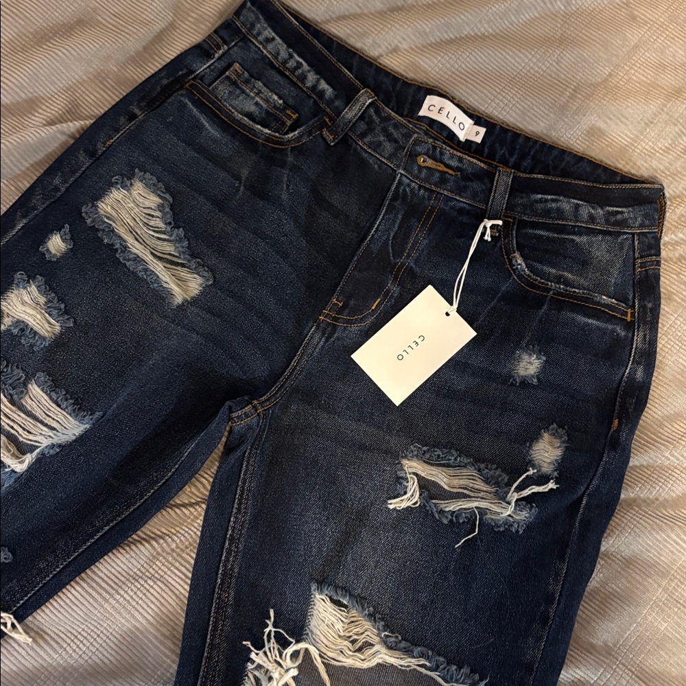 Cello Ripped Dark Blue Jeans